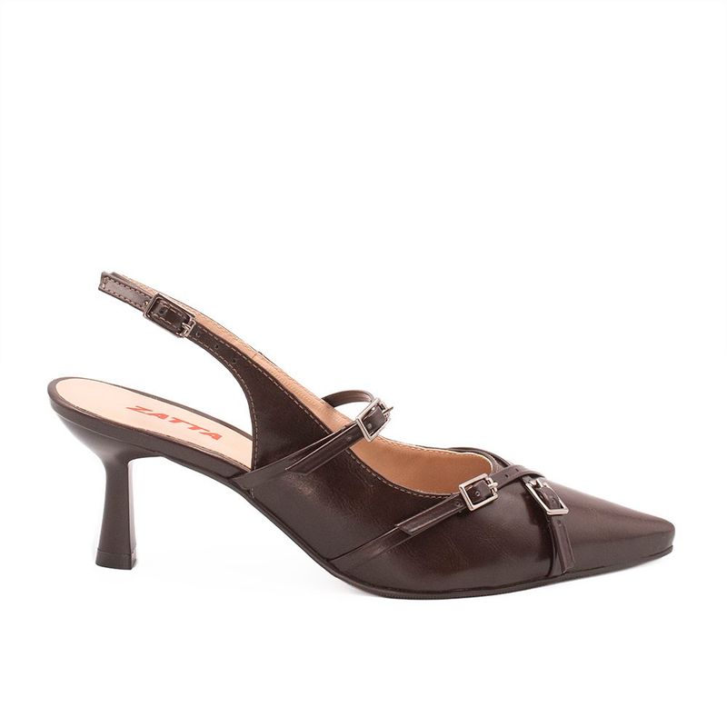 Scarpin Zatta Slingback Fivela Verônica Marrom
