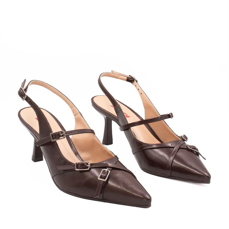 Scarpin Zatta Slingback Fivela Verônica Marrom