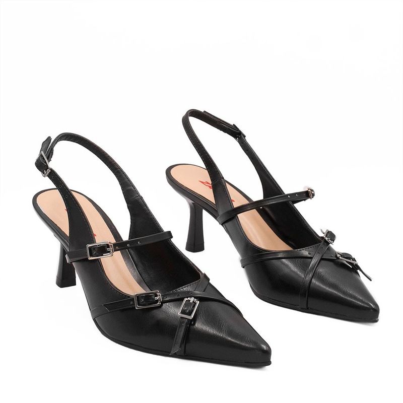 Scarpin Zatta Slingback Fivela Verônica Preto