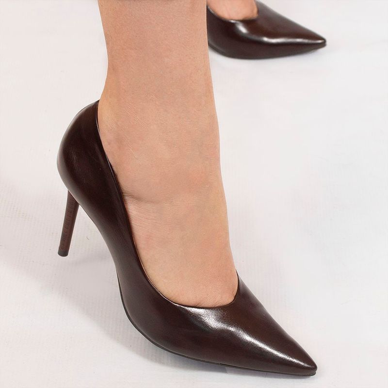 Scarpin Zatta Bico Fino Salto Alto  Anita Marrom