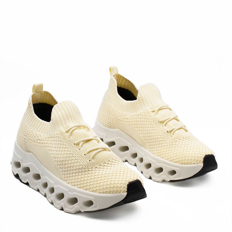 Tênis Zatta De Malha Respirável Cadarço Salomé Creme