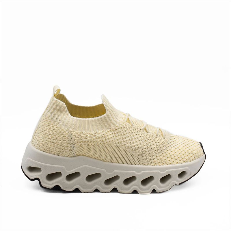 Tênis Zatta De Malha Respirável Cadarço Salomé Creme