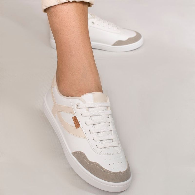 Tênis Zatta Casual Cadarço Elástico Rosana off White