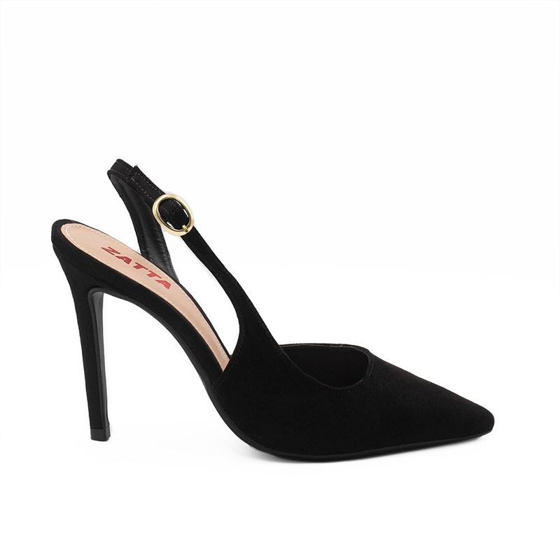 Scarpin Zatta Slingback Salto Alto Donna Preto