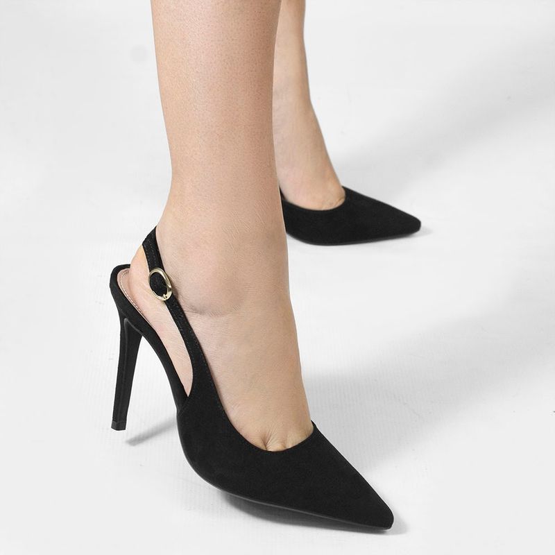 Scarpin Zatta Slingback Salto Alto Donna Preto