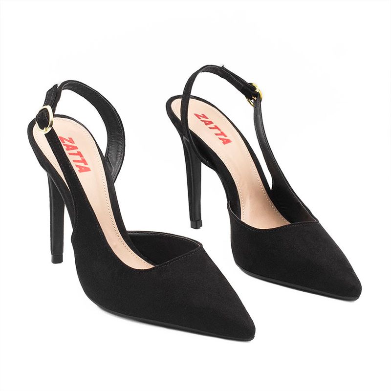 Scarpin Zatta Slingback Salto Alto Donna Preto