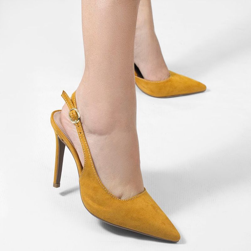 Scarpin Zatta Slingback Salto Alto Donna Mostarda