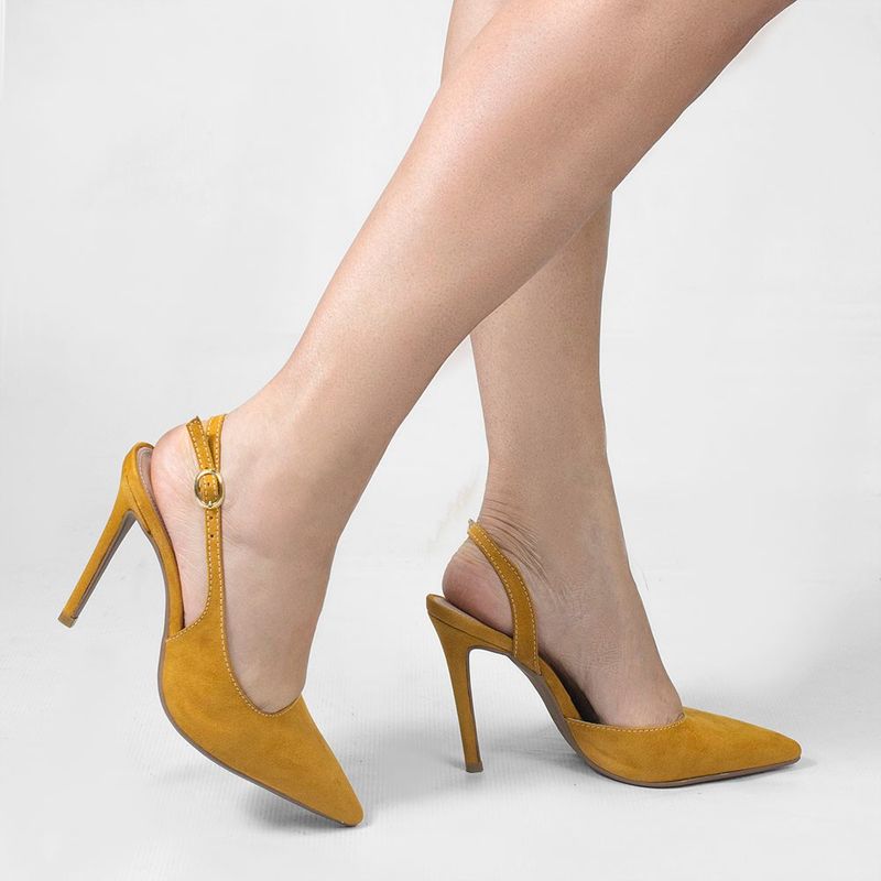 Scarpin Zatta Slingback Salto Alto Donna Mostarda