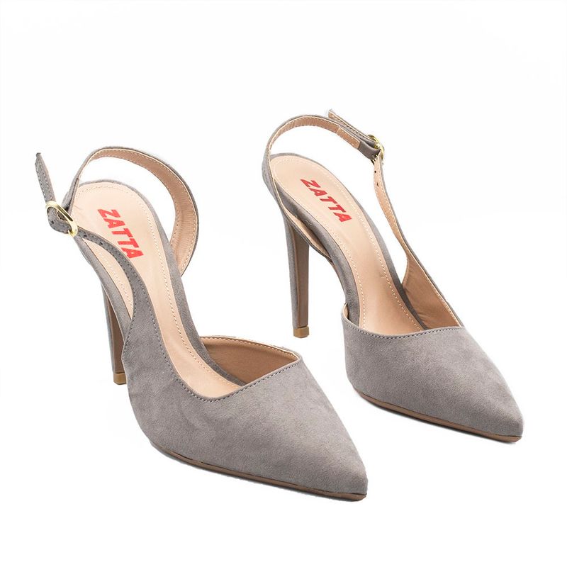 Scarpin Zatta Slingback Salto Alto Donna Cinza