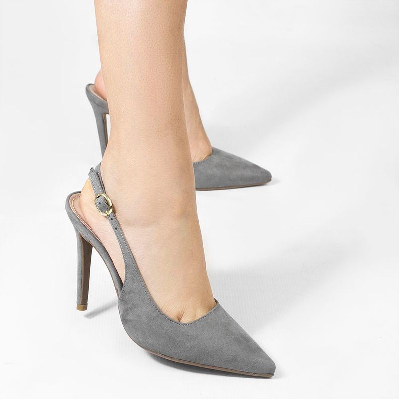 Scarpin Zatta Slingback Salto Alto Donna Cinza