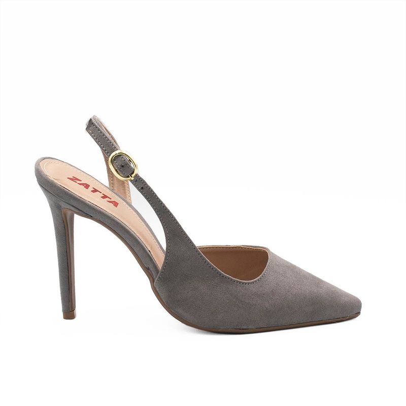 Scarpin Zatta Slingback Salto Alto Donna Cinza