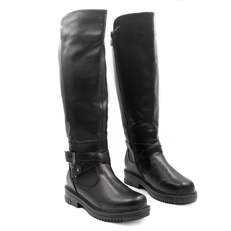 Bota Zatta Montaria Cano Alto Fivela Poly Preta