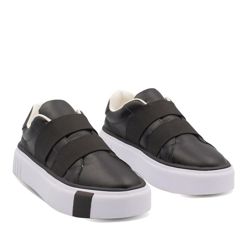 Tênis Zatta Casual  com Elásticos e Solado Alto Luciana Preto