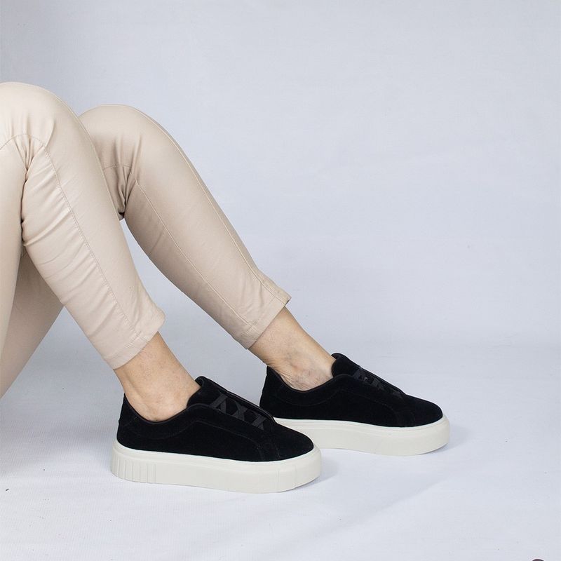 Tênis Zatta Casual Ajuste Elástico Gaby Preto