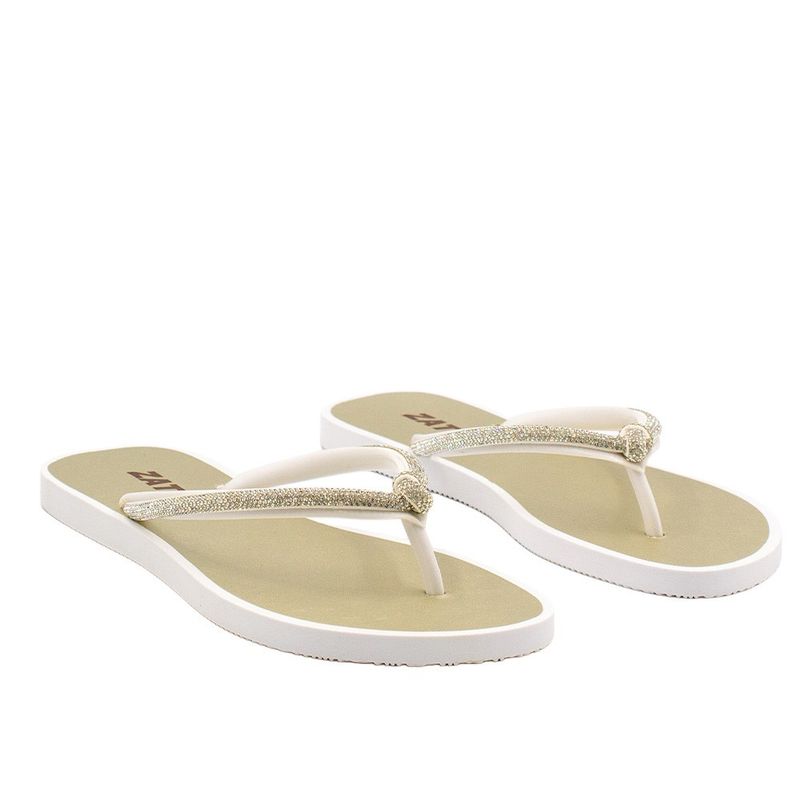 Chinelo Zatta de Dedo Nó Strass Poliana Branco