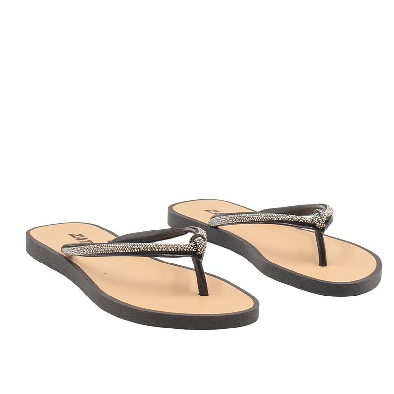 Chinelo Zatta de Dedo Nó Strass Poliana Preto
