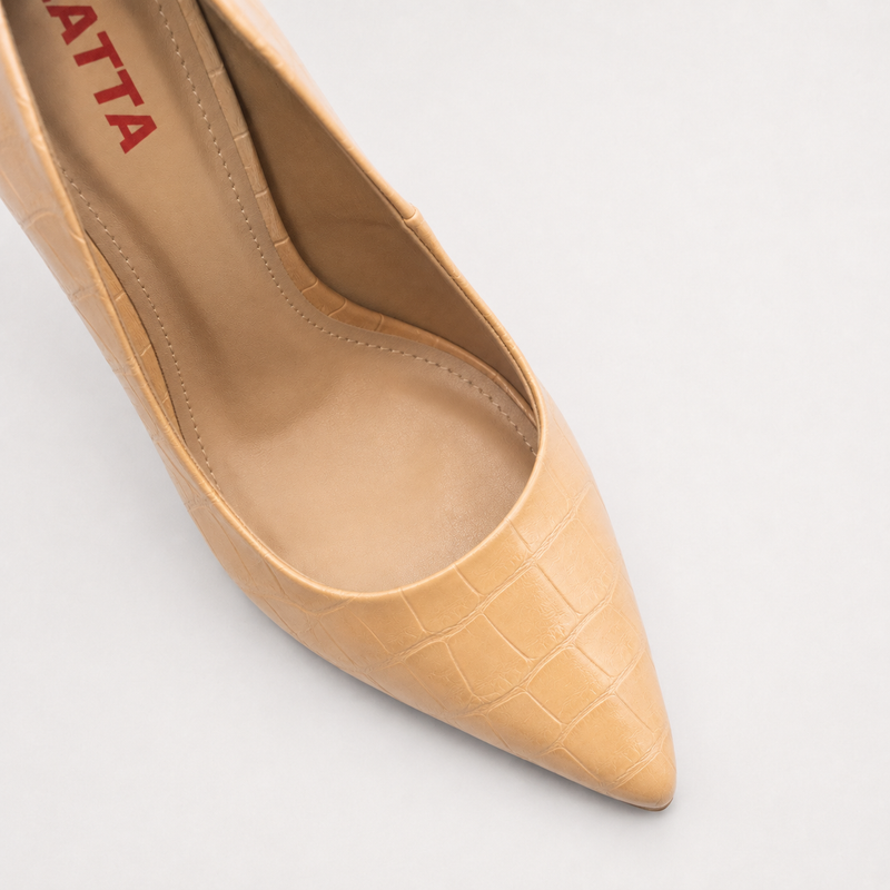 Scarpin Zatta Salto Grosso Jaine Croco Mel