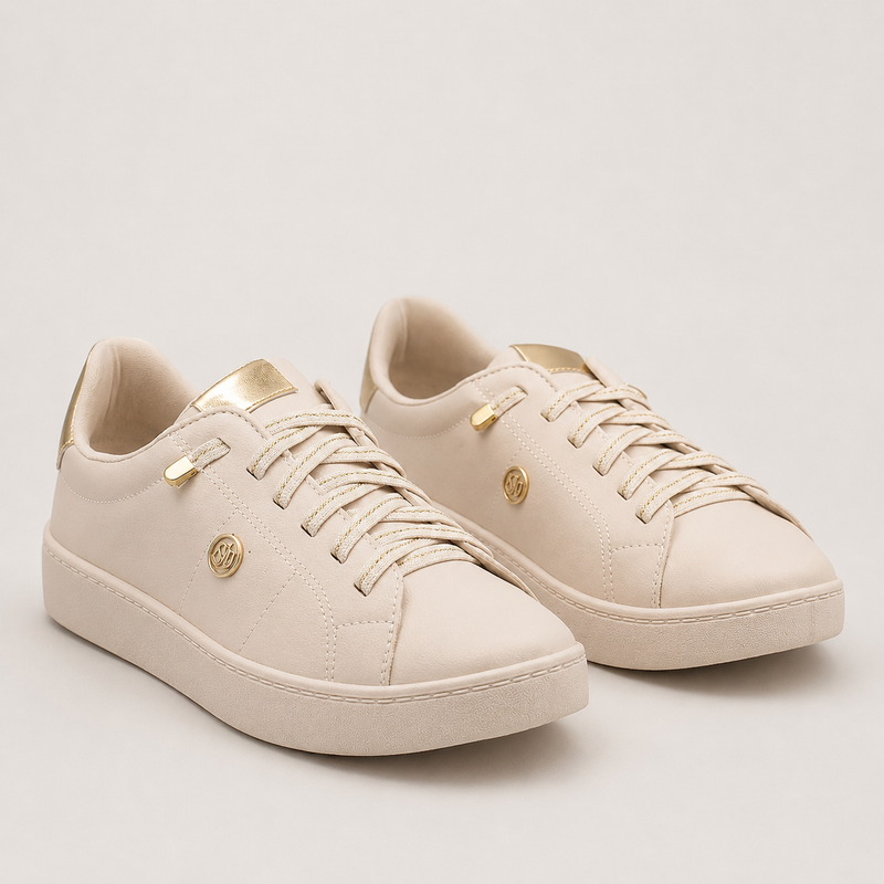 Tênis Zatta Casual Brilho Carlota Creme