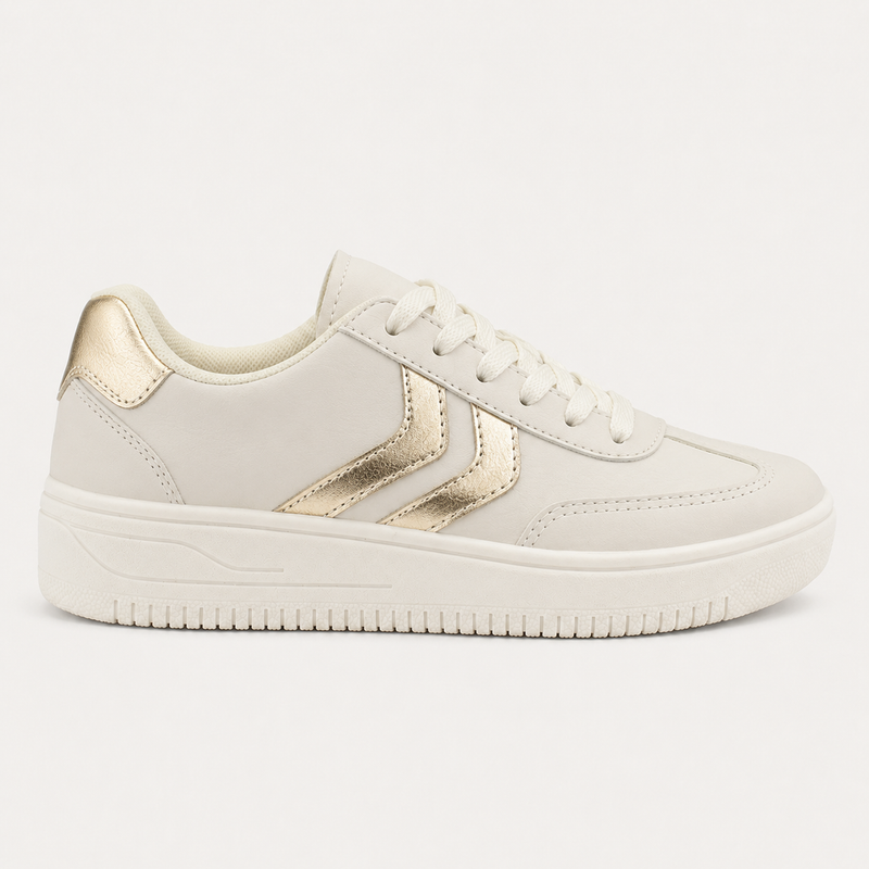 Tênis Zatta Casual  Listras Laterias Kalime Off White