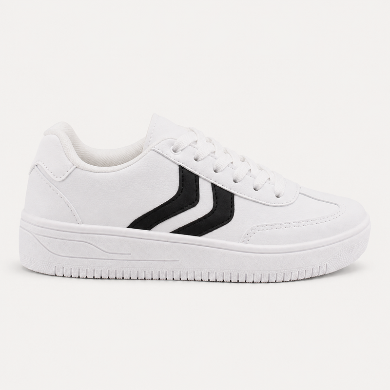 Tênis Zatta Casual  Listras Laterias Kalime Branco