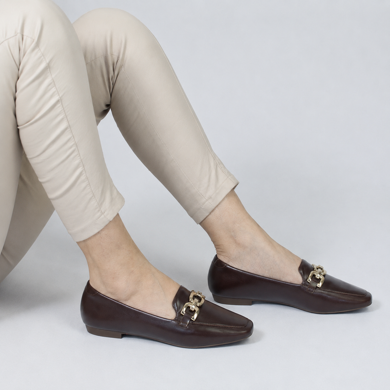 Mocassim Zatta Detalhe de Fivela Magda Café