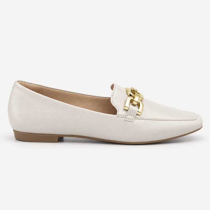 Mocassim Zatta Detalhe de Fivela Magda Off White