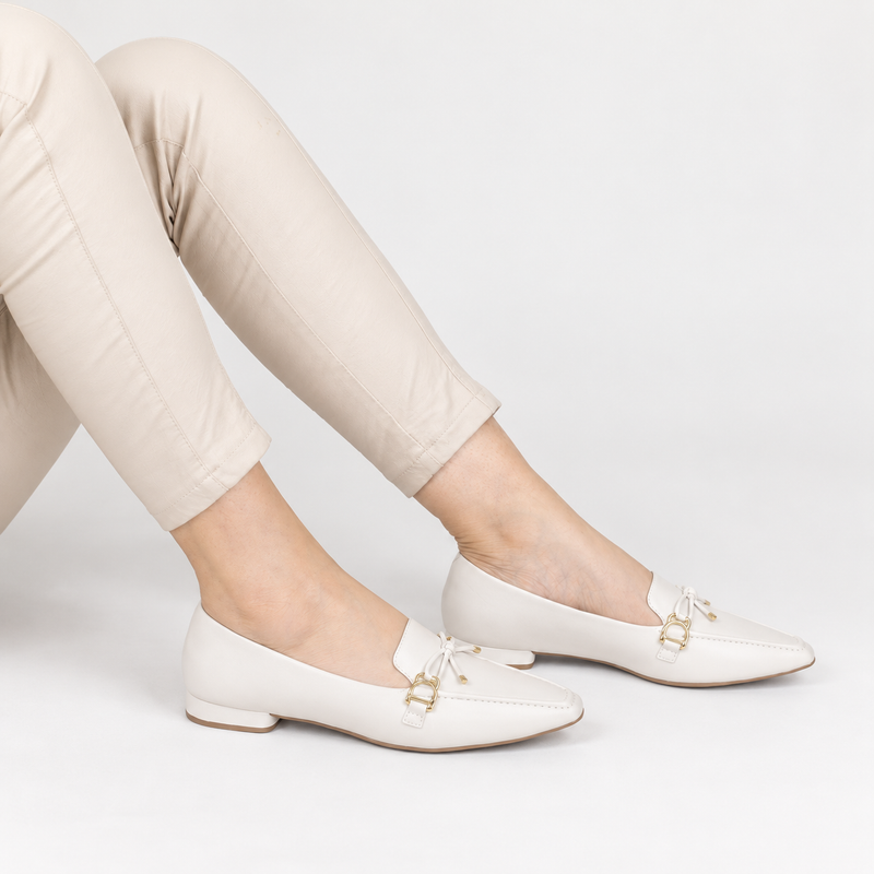 Mocassim Zatta Laço Márcia Off White