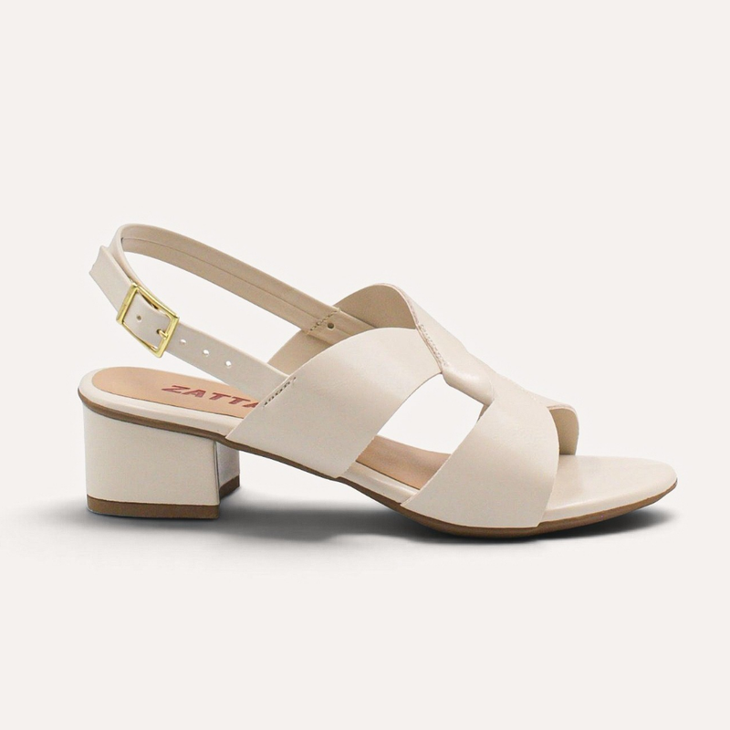Sandália Zatta Casual  Salto Bloco Cindy Off White