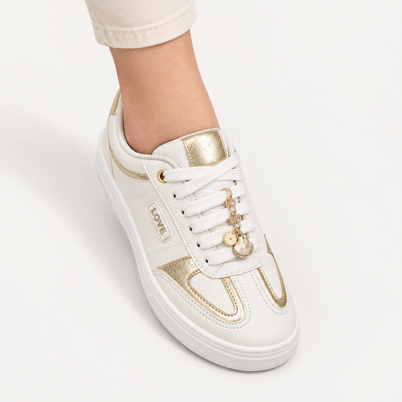 Tênis Zatta Casual Pingente Antonela Dourado
