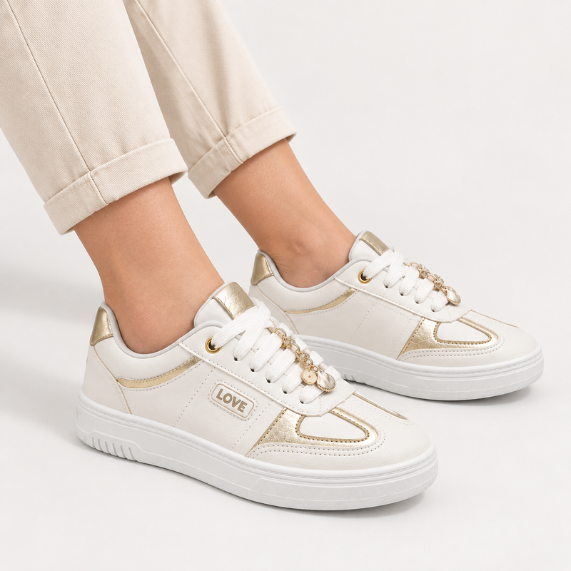 Tênis Zatta Casual Pingente Antonela Dourado