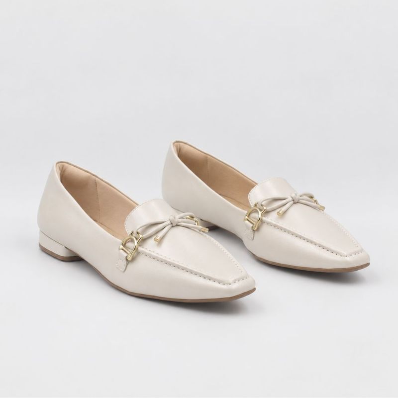 Mocassim Zatta Laço Márcia Off White