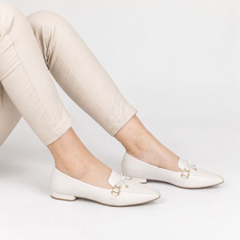 Mocassim Zatta Laço Márcia Off White