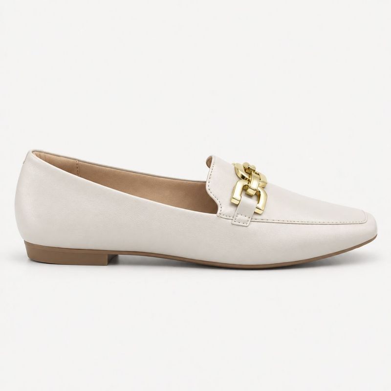 Mocassim Zatta Detalhe de Fivela Magda Off White