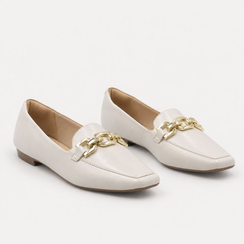 Mocassim Zatta Detalhe de Fivela Magda Off White