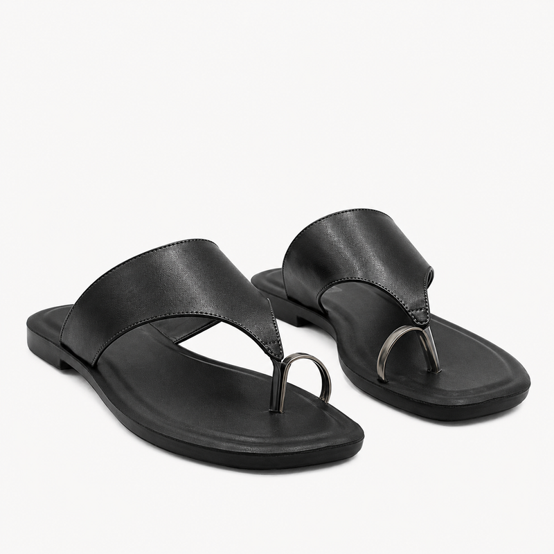 Rasteira de Dedo Metal Zatta Alaide Preto