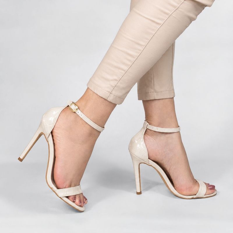 Sandália Zatta Salto Fino Maya Croco Off White