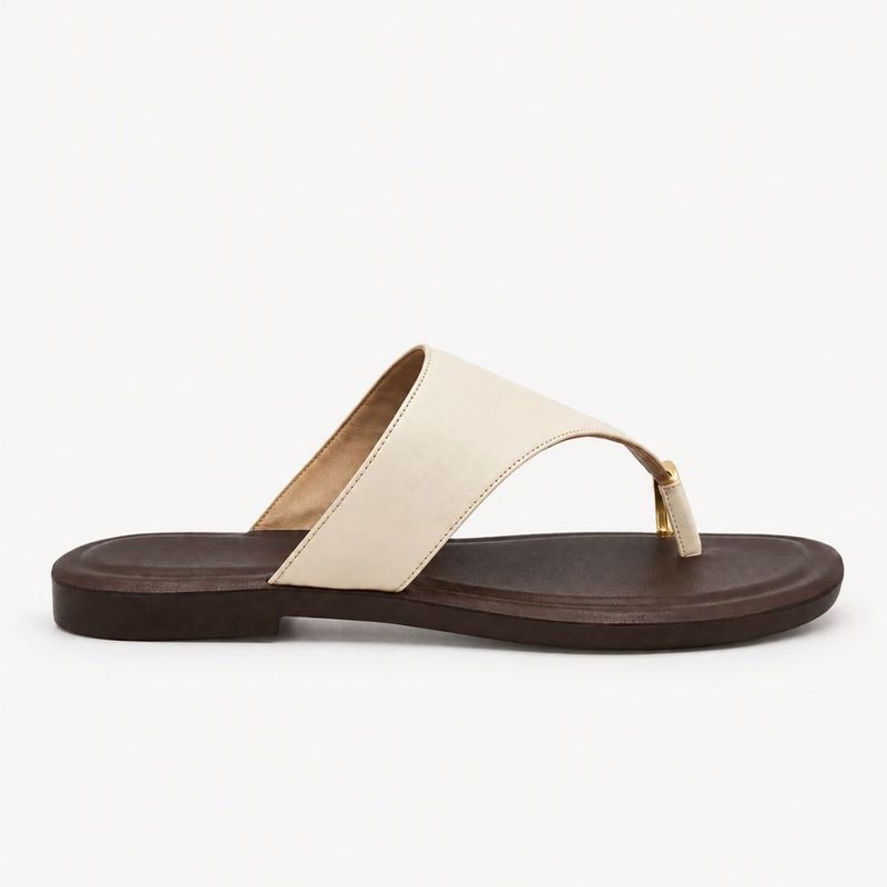 Rasteira de Dedo Metal Zatta  Alaide Off White