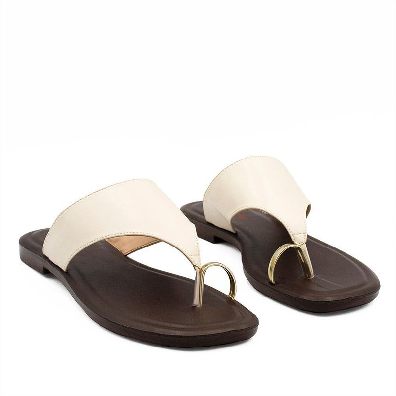 Rasteira de Dedo Metal Zatta  Alaide Off White