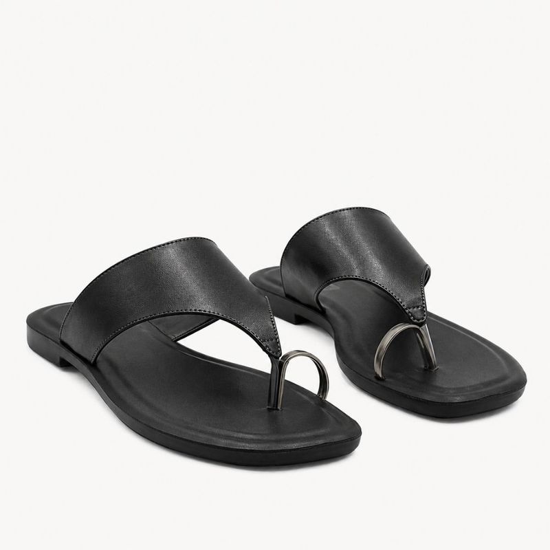 Rasteira de Dedo Metal Zatta Alaide Preto