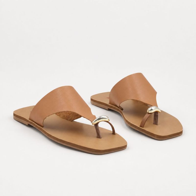 Rasteira Zatta de Dedo Chloé Caramelo