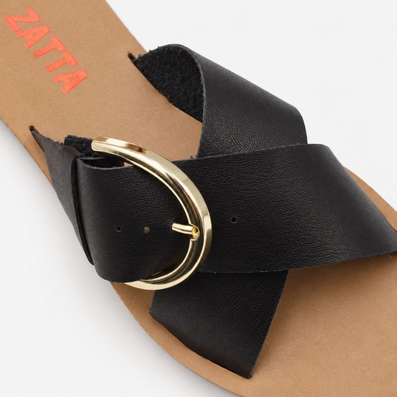 Rasteira Zatta Fivela Lateral  Amanda Preto