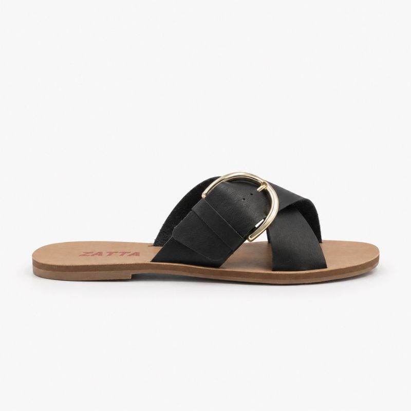 Rasteira Zatta Fivela Lateral  Amanda Preto