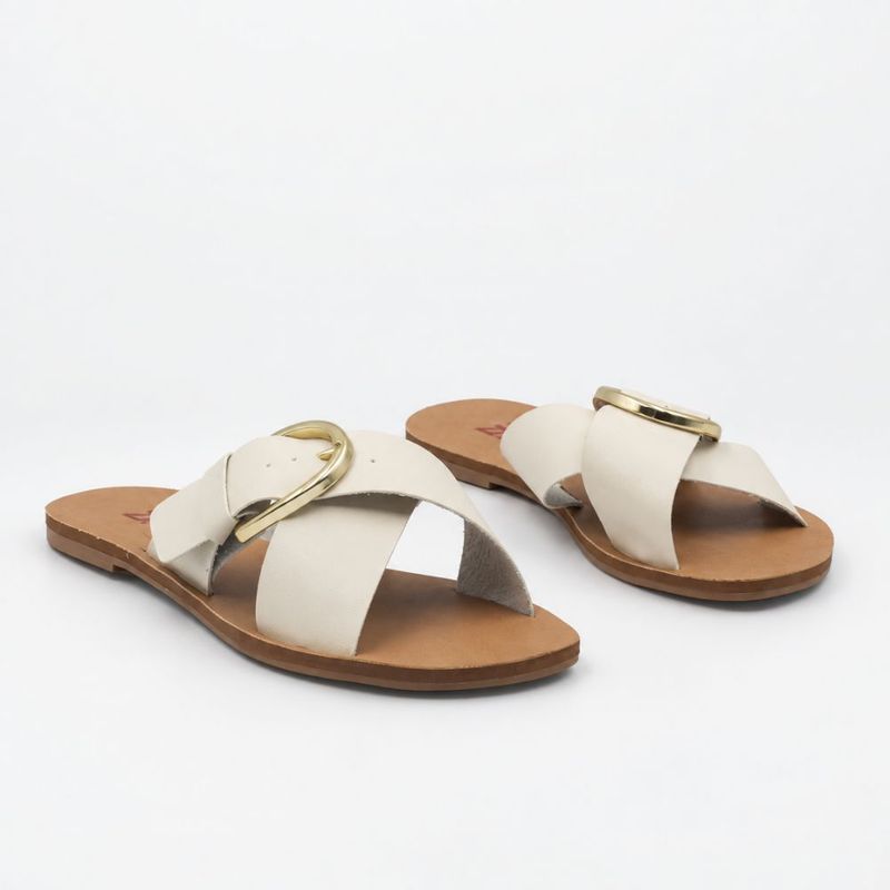 Rasteira Zatta Fivela Lateral  Amanda Off White