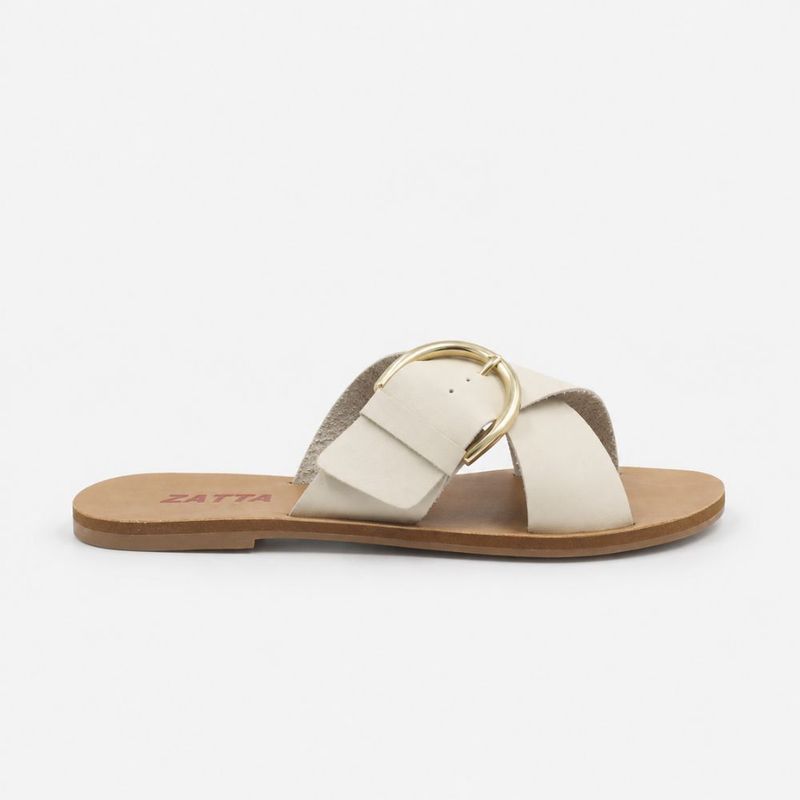 Rasteira Zatta Fivela Lateral  Amanda Off White