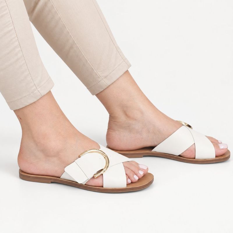 Rasteira Zatta Fivela Lateral  Amanda Off White