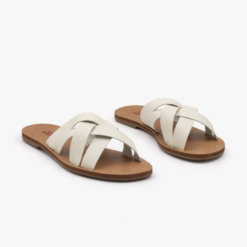 Rasteira Zatta Transpassada Ágata  Off White