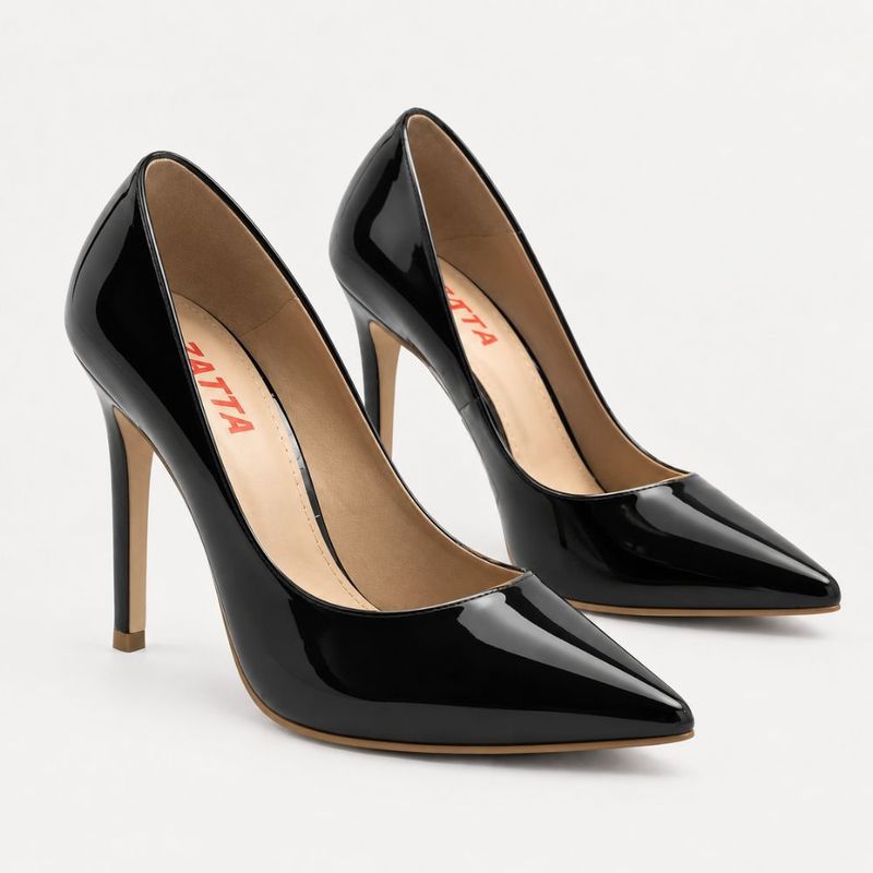 Scarpin Zatta Salto Alto Bico Fino Suzy Verniz Preto
