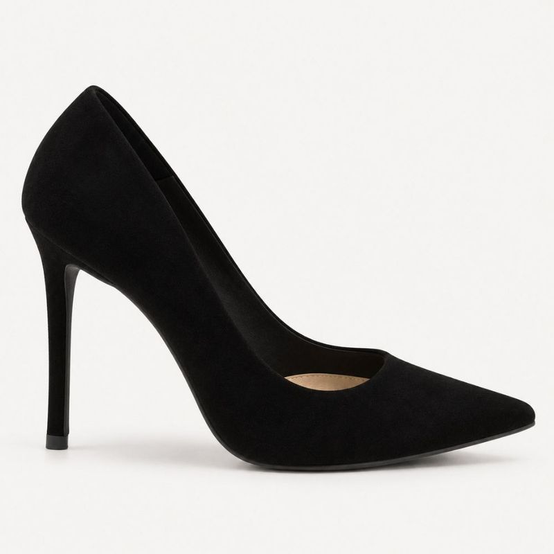 Scarpin Salto Alto Bico Fino Suzy Nobuck Preto