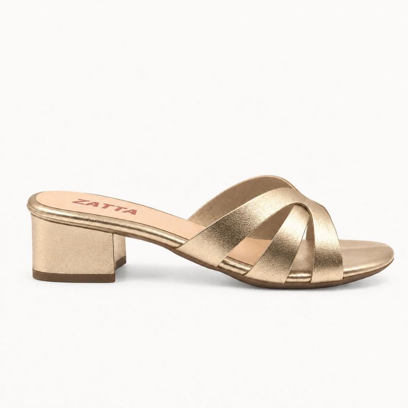 Tamanco Zatta Casual Salto Bloco Thaís Dourado