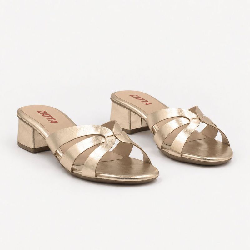 Tamanco Zatta Casual Salto Bloco Thaís Dourado